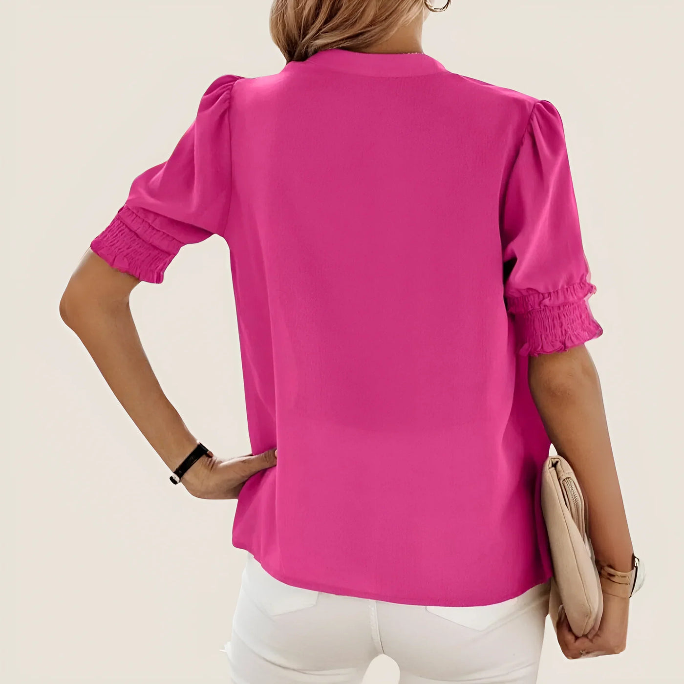 Maria - Korte Mouw V-Hals Blouse